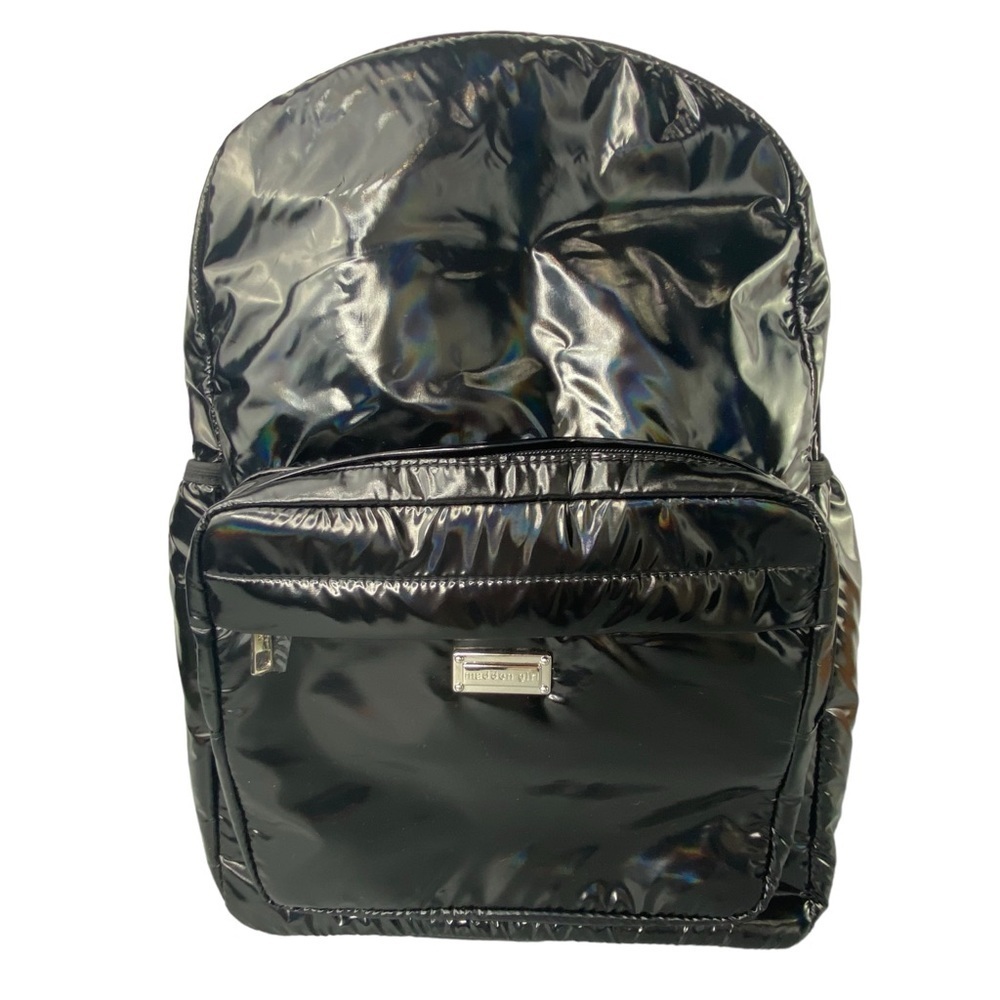 Madden Girl black shiny puffer backpack EUC